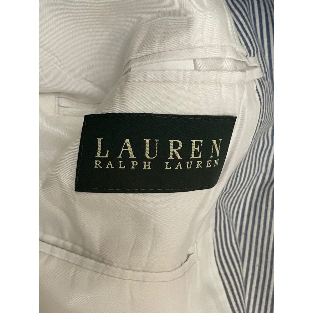 Lauren Ralph Lauren Seersucker Suit Mens 40R Blue White Striped Cotton 2pc - Picture 8 of 15